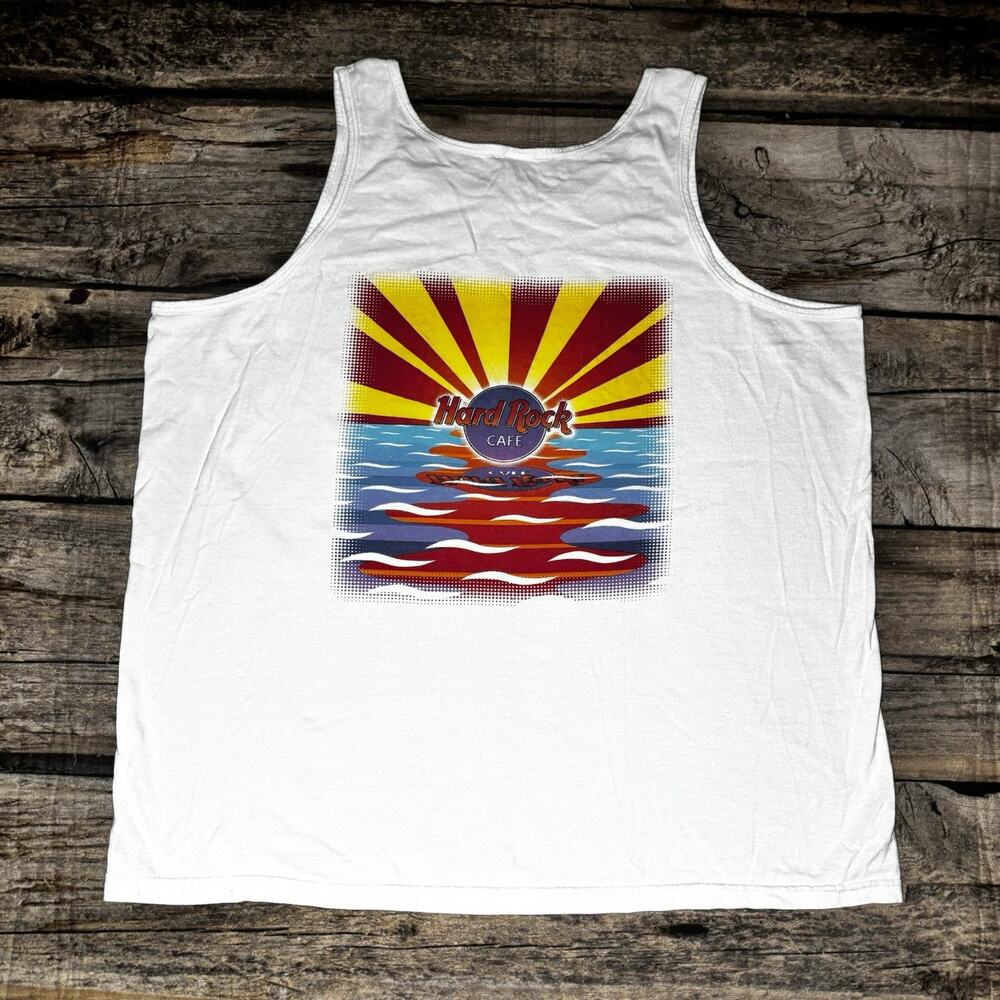 Vintage 90s Hardrock Cafe Honolulu Tank Top Mens Size XL White Surf Beach USA